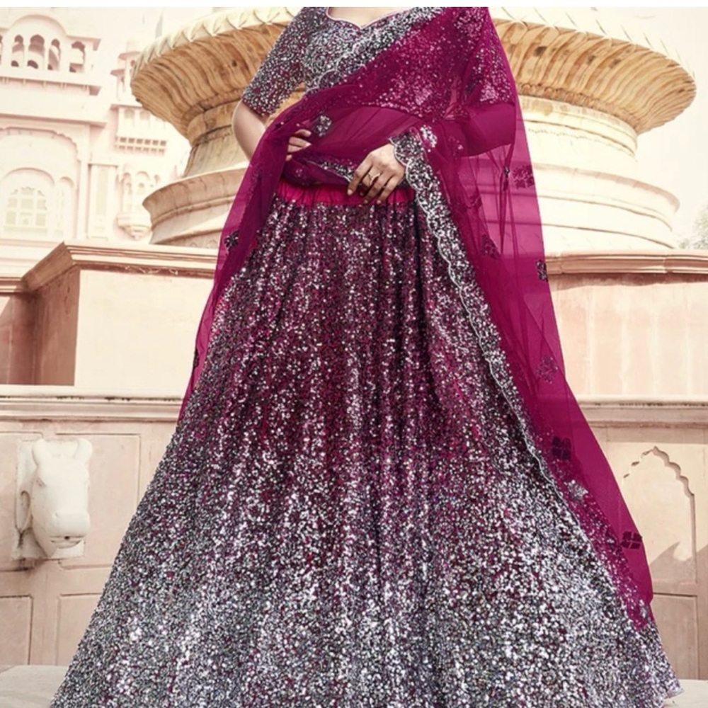 Purple and sliver sequin lehenga choli!